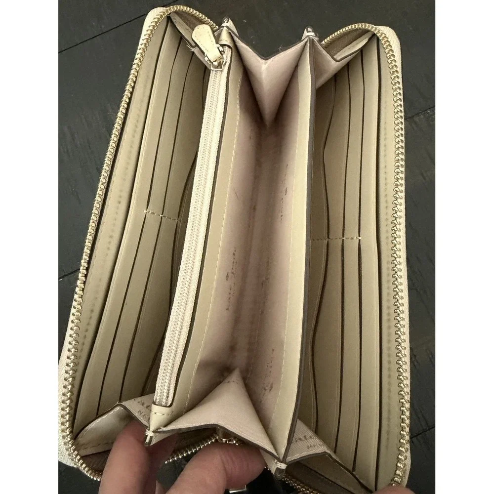 Kate Spade Large Leila Continental Wallet Warm Beige Leather Colorblock Classic